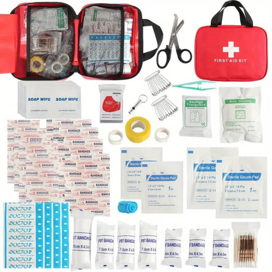 173pcs Large First Aid Kit: Portable Bag For Outdoor Hunting, Hiking, Camping And More - Including Emergency Supplies! - Tanks Treasures