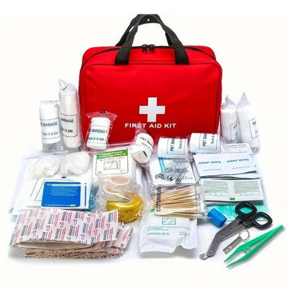 173pcs Large First Aid Kit: Portable Bag For Outdoor Hunting, Hiking, Camping And More - Including Emergency Supplies! - Tanks Treasures