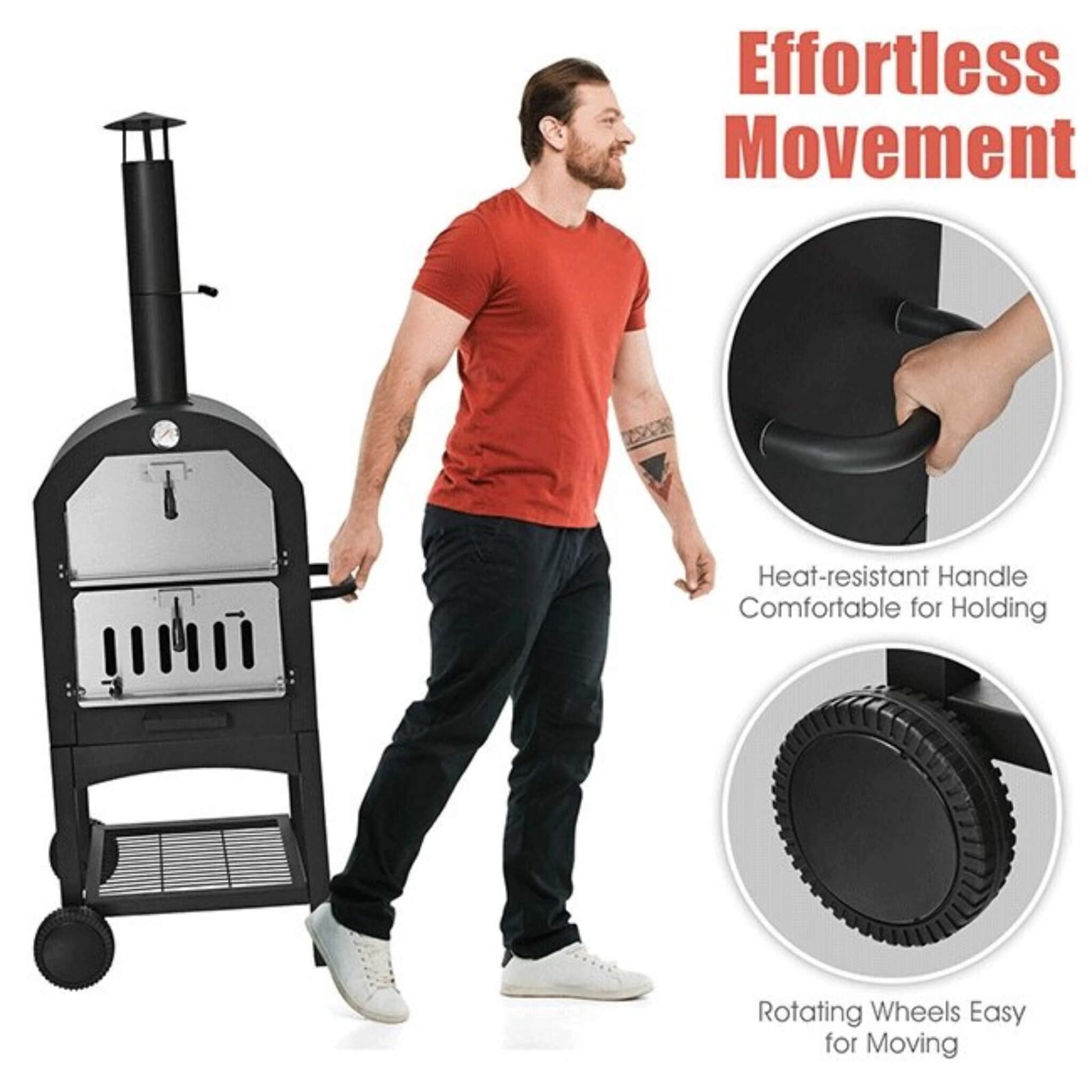 Portable Outdoor Wood Fired Pizza Oven W/ Pizza Stone & Waterproof Cover - Tanks Treasures