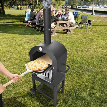 Portable Outdoor Wood Fired Pizza Oven W/ Pizza Stone & Waterproof Cover - Tanks Treasures