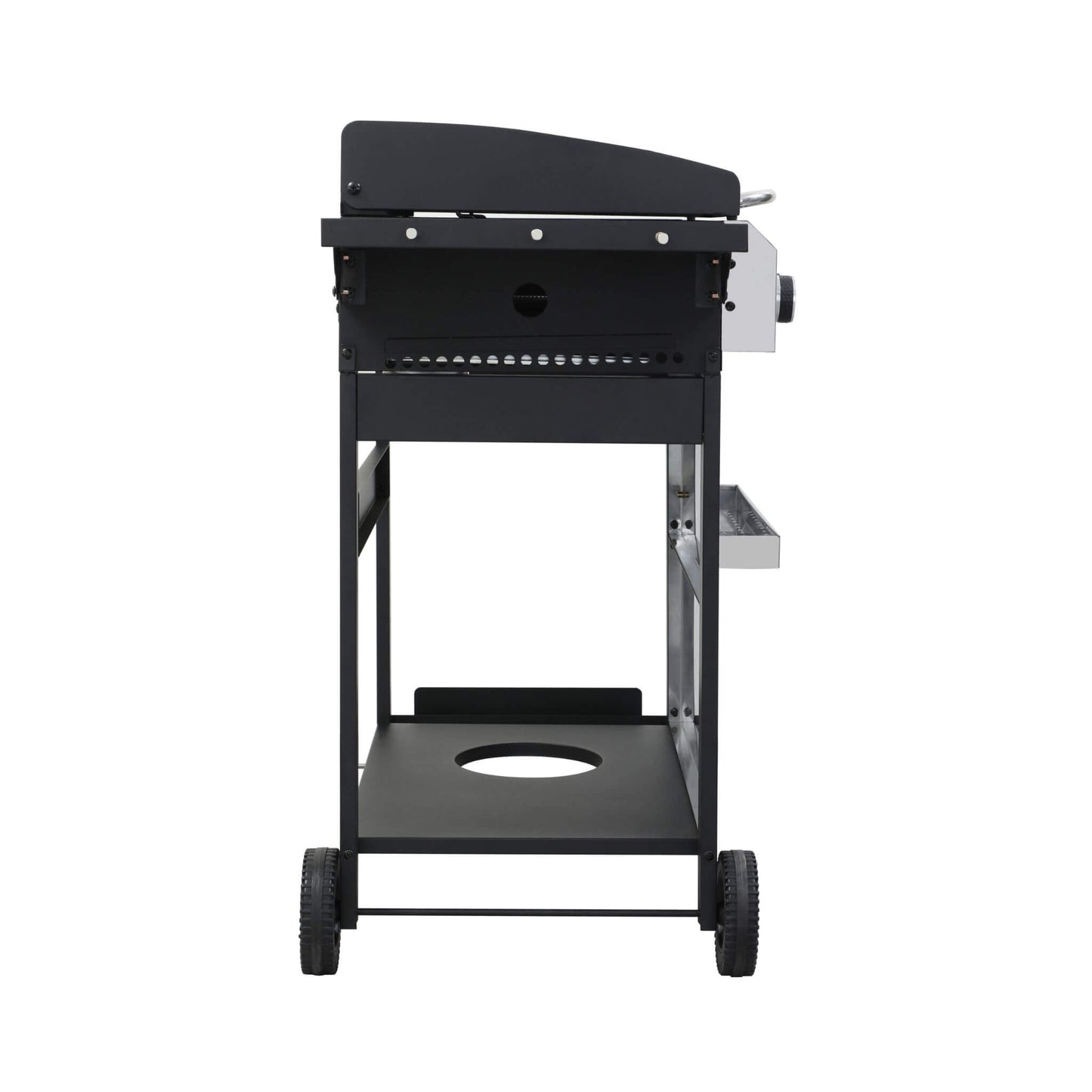 Premium Outdoor 4-Burner Propane BBQ Grill With Foldable Side Tables, Hanging Basket, And Cooking Grids (SAK53213) - Tanks Treasures