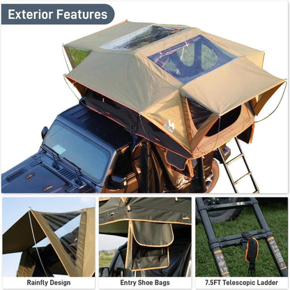 Naturnest Andromeda Green Soft Shell Rooftop Tent With Large Panoramic Skylight & YKK Doors (SAK50612) - Tanks Treasures