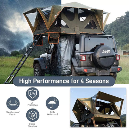 Naturnest Andromeda Green Soft Shell Rooftop Tent With Large Panoramic Skylight & YKK Doors (SAK50612) - Tanks Treasures