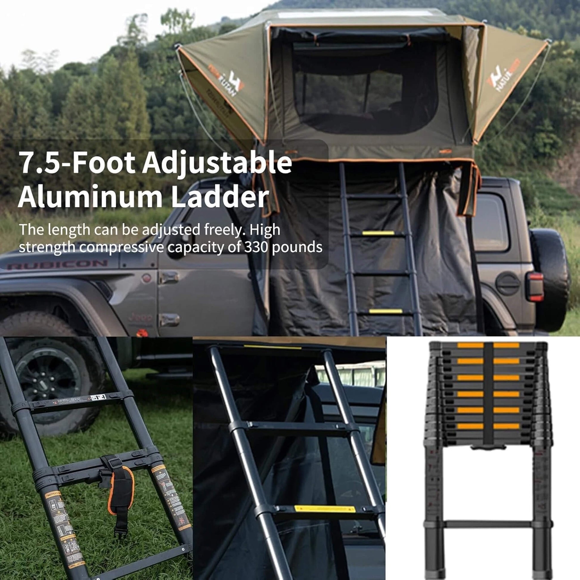 Naturnest Andromeda Green Soft Shell Rooftop Tent With Large Panoramic Skylight & YKK Doors (SAK50612) - Tanks Treasures