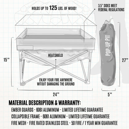 Fireside Outdoor Pop-Up Fire Pit & Heat Shield Bundle - Tanks Treasures